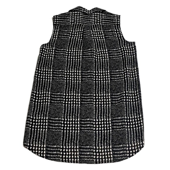 J. CREW Silk Women Sz 2 Top Collared button down blouse Black and white Squares - Picture 2 of 5